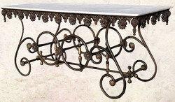 Casa Padrino Nostalgia Wrought iron dining table with marble top - 175 cm x 65 cm x H75 cm - luxury garden furniture Casa Padrino Nostalgia Wrought iron dining table with marble top - 175 cm x 65 cm x H75 cm - luxury garden furniture