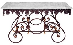 Casa Padrino Nostalgia Wrought iron dining table with white marble top - 135 cm x 55 cm x H70 cm - luxury garden furniture Casa Padrino Nostalgia Wrought iron dining table with white marble top - 135 cm x 55 cm x H70 cm - luxury garden furniture