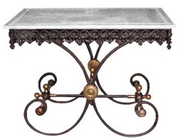 Casa Padrino tavolo nostalgico giardino in ferro battuto con piano in marmo bianco - 100 cm x 67 cm x H75 cm - mobili da giardino di lusso Casa Padrino tavolo nostalgico giardino in ferro battuto con piano in marmo bianco - 100 cm x 67 cm x H75 cm - mobili da giardino di lusso