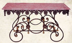 Casa Padrino mesa nostálgica de jardín de hierro forjado con tapa de mármol blanco - 135 cm x 55 cm x H70 cm - muebles de jardín de lujo Casa Padrino mesa nostálgica de jardín de hierro forjado con tapa de mármol blanco - 135 cm x 55 cm x H70 cm - muebles de jardín de lujo