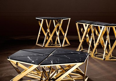 Casa Padrino Designer Konsole 3er Set Gold 95 x 41 x H. 80,5 cm - Luxus Kollektion
