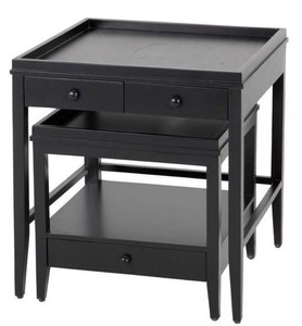 Casa Padrino conjunto mesa auxiliar de 2 negro - muebles de lujo