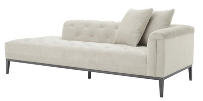 Casa Padrino canapé de luxe gris clair sur le côté droit 220 x 96 x H. 66 cm - Meubles d'hôtel