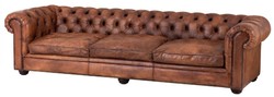 Casa Padrino aficionado 3 asientos sofá marrón 280 x 94 x H. 70 cm - de lujo sofá de cuero real