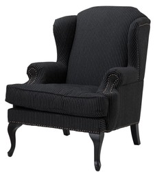 Casa Padrino silla de negro con telas a rayas blancas 81 x 104 x 104 cm H. - Luxury Collection