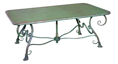 Casa Padrino Gartentisch aus Schmiedeeisen - verschiedene Farben - 120 cm x 70 cm x H45 cm - Luxus Gartenmöbel