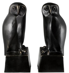 Casa Padrino designer bronze owl bookends set of 2 - luxury bronze figures