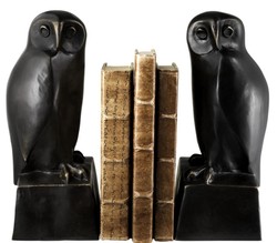 Casa Padrino designer bronze owl bookends set of 2 - luxury bronze figures