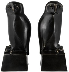 Casa Padrino designer bronze owl bookends set of 2 - luxury bronze figures