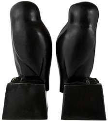 Casa Padrino designer bronze owl bookends set of 2 - luxury bronze figures