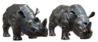 Casa Padrino figures de bronze de luxe jeu de 2 rhinocéros 15 x 44,5 x 20 cm H. - chiques et somptueusement