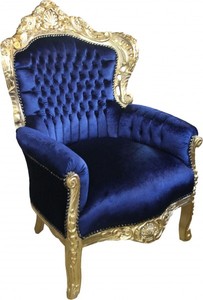 Casa Padrino Sillón Barroco King Azul Real / Oro 85 x 85 x H. 120 cm Casa Padrino Sillón Barroco King Azul Real / Oro 85 x 85 x H. 120 cm