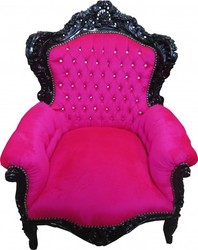 Casa Padrino Sillón Barroco King Rosa / Negro con Estrás Bling Bling, 120 x 85 x 85 cm Casa Padrino Sillón Barroco King Rosa / Negro con Estrás Bling Bling, 120 x 85 x 85 cm
