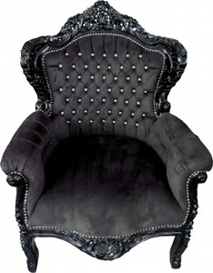 Casa Padrino Sillón Barroco King Negro con Estrás Bling Bling, Estilo Antiguo, 120 x 85 x 85 cm Casa Padrino Sillón Barroco King Negro con Estrás Bling Bling, Estilo Antiguo, 120 x 85 x 85 cm