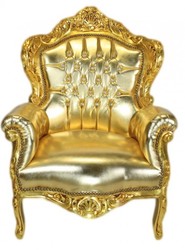 Casa Padrino Barock Sessel King Gold in Lederoptik mit Bling Bling Glitzersteinen, 120 x 85 x 85 cm