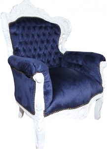 Casa Padrino Sillón Barroco King Azul Real / Blanco 85 x 85 x A. 120 cm - Mueble de Estilo Antiguo Hecho a Mano Casa Padrino Sillón Barroco King Azul Real / Blanco 85 x 85 x A. 120 cm - Mueble de Estilo Antiguo Hecho a Mano