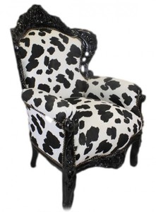Casa Padrino Sillón Barroco King Estampado Vaca Negro Blanco / Negro 85 x 85 x A. 120 cm - Muebles Barrocos Casa Padrino Sillón Barroco King Estampado Vaca Negro Blanco / Negro 85 x 85 x A. 120 cm - Muebles Barrocos