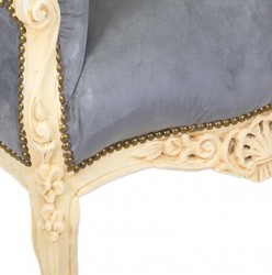 Casa Padrino Poltrona Barocca King in Grigio e Crema Anticato, 120 x 85 x 85 cm, Mobile di Lusso Fatto a Mano Casa Padrino Poltrona Barocca King in Grigio e Crema Anticato, 120 x 85 x 85 cm, Mobile di Lusso Fatto a Mano