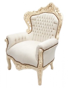 Casa Padrino Sillón Barroco King Crema / Crema Terciopelo 85 x 85 x H. 120 cm Casa Padrino Sillón Barroco King Crema / Crema Terciopelo 85 x 85 x H. 120 cm