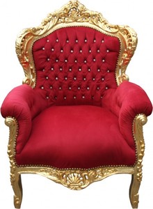 Casa Padrino Sillón Barroco King Mod2 Burdeos / Oro con Estrás - Estilo Antiguo, A 120 x A 85 x P 85 cm Casa Padrino Sillón Barroco King Mod2 Burdeos / Oro con Estrás - Estilo Antiguo, A 120 x A 85 x P 85 cm