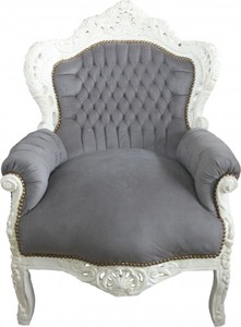 Casa Padrino Sillón Barroco King Gris / Crema 85 x 85 x H. 120 cm - Muebles Estilo Antiguo Casa Padrino Sillón Barroco King Gris / Crema 85 x 85 x H. 120 cm - Muebles Estilo Antiguo