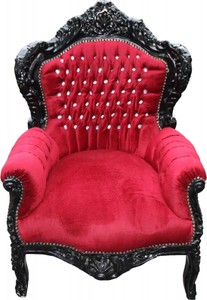 Casa Padrino Sillón Barroco King Burdeos / Negro con Piedras de Estrás - 120 x 85 x 85 cm Casa Padrino Sillón Barroco King Burdeos / Negro con Piedras de Estrás - 120 x 85 x 85 cm