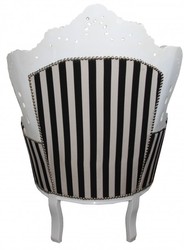 Casa Padrino Baroque Armchair King in Antique Style, white with black-white stripes, 85 x 85 x H. 120 cm