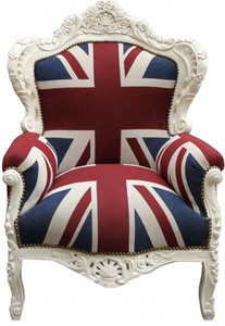 Casa Padrino Sillón Barroco King Union Jack Crema 85 x 85 x Al. 120 cm - Estilo Antiguo Inglaterra Casa Padrino Sillón Barroco King Union Jack Crema 85 x 85 x Al. 120 cm - Estilo Antiguo Inglaterra