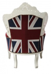 Casa Padrino Sillón Barroco King Union Jack Crema 85 x 85 x Al. 120 cm - Estilo Antiguo Inglaterra