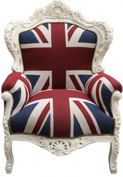 Casa Padrino Sillón Barroco King Union Jack Crema 85 x 85 x Al. 120 cm - Estilo Antiguo Inglaterra