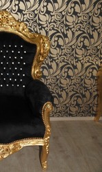 Casa Padrino Barock Sessel King im Antik Stil, Schwarz Gold mit Glitzersteinen, 120 x 85 x 85 cm
