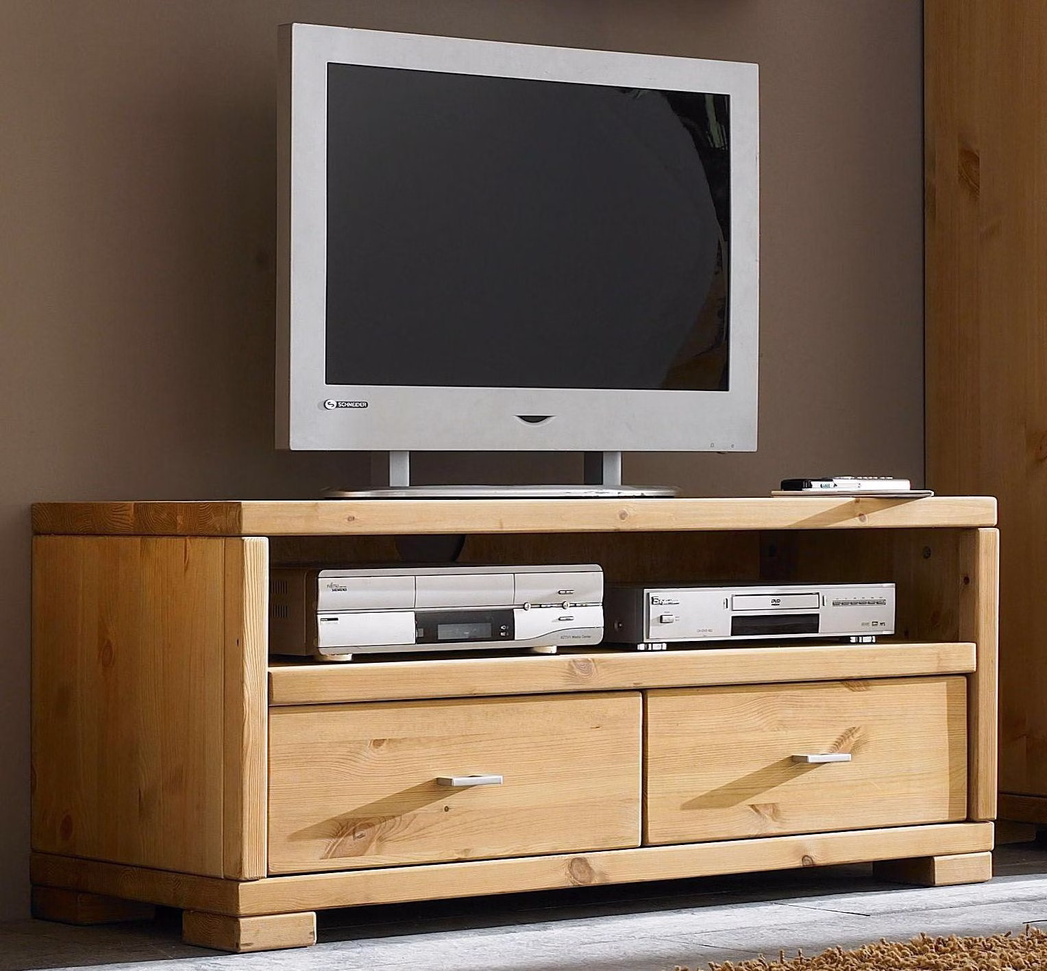 Massivholz TV-Kommode mit Schubladen 120x51x43cm GULDBORG Kiefer massiv gelaugt geölt Casa de mobila Goslar