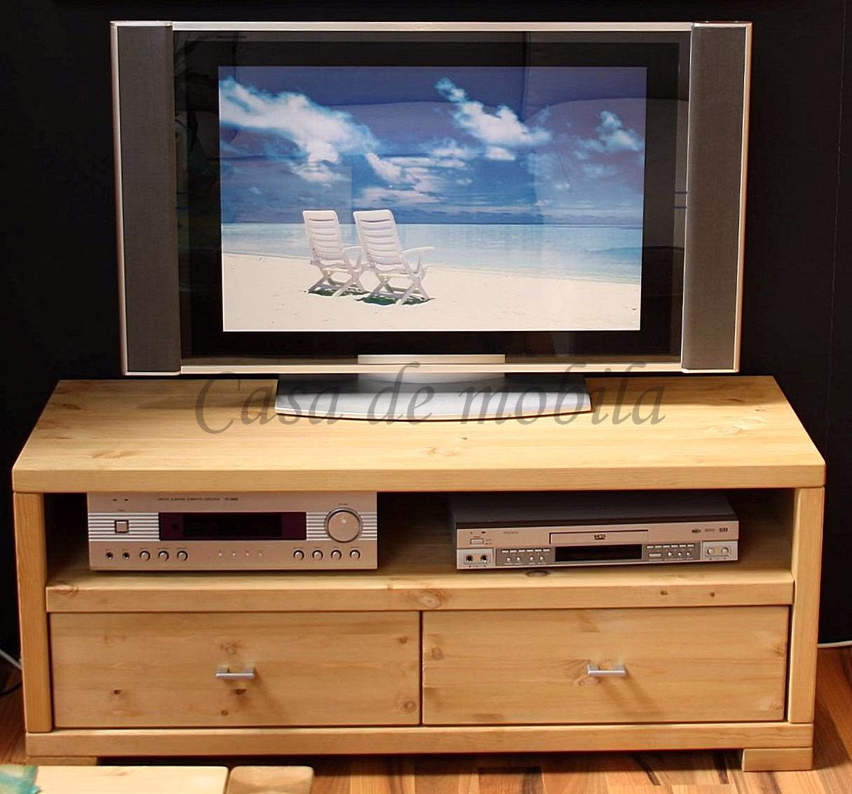 Massivholz TV-Lowboard mit Schubladen 120x51x43cm GULDBORG Kiefer massiv gelaugt geölt Casa de mobila Goslar