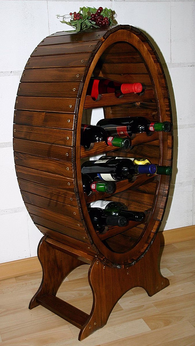 Arte-Povera Weinregal aus Fichte Vollholz in Nussbaum-Farbe braun Arte-Povera Weinregal aus Fichte Vollholz in Nussbaum-Farbe braun