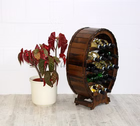 Massivholz Weinregal 18 Flaschenregal in Fassform Fichte massiv Braun nussbaumfarben Casa de mobila Goslar Massivholz Weinregal 18 Flaschenregal in Fassform Fichte massiv Braun nussbaumfarben Casa de mobila Goslar