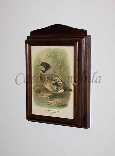 Schlüsselkasten 20x30x6cm DECOR Pappel massiv nussbaumfarben lackiert