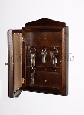 Schlüsselkasten 20x30x6cm DECOR Pappel massiv nussbaumfarben lackiert