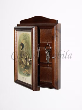 Schlüsselkasten 20x30x6cm DECOR Pappel massiv nussbaumfarben lackiert