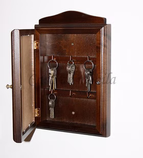 Schlüsselkasten 20x30x6cm DECOR Pappel massiv nussbaumfarben lackiert