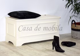 Massivholz Wäschetruhe 98x44x43cm DECOR Pappel massiv creme lackiert Casa de mobila Goslar Massivholz Wäschetruhe 98x44x43cm DECOR Pappel massiv creme lackiert Casa de mobila Goslar