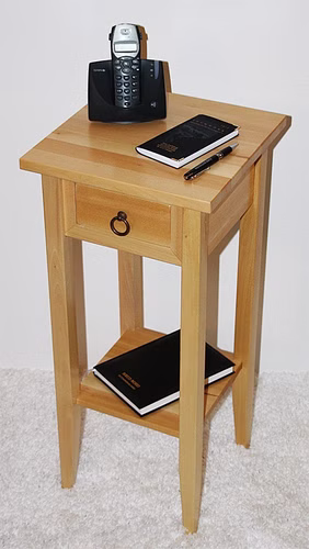 Massivholz Beistelltisch mit Schubladen und Ablage 32x70x32cm DECOR Pappel massiv natur lackiert Casa de mobila Goslar