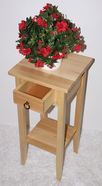 Massivholz Blumenhocker mit Schubladen und Ablage 32x70x32cm DECOR Pappel massiv natur lackiert Casa de mobila Goslar