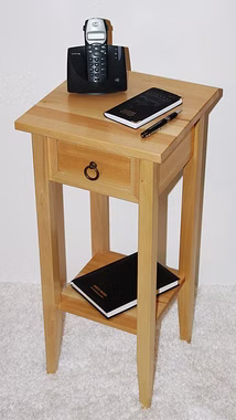 Massivholz Telefontisch mit Schubladen und Ablage 32x70x32cm DECOR Pappel massiv natur lackiert Casa de mobila Goslar