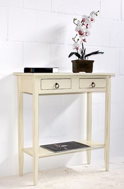 Massivholz Flurtisch mit Ablage Decor 74x80x32cm Pappel massiv creme shabby-chic Casa de mobila Goslar Massivholz Flurtisch mit Ablage Decor 74x80x32cm Pappel massiv creme shabby-chic Casa de mobila Goslar