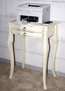 Massivholz druckertisch 57x80x40cm VENEZIA Pappel massiv creme antik Vintage lackiert Casa de mobila Goslar