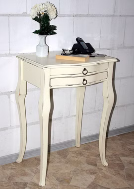 Massivholz Flurkonsole 57x80x40cm VENEZIA Pappel massiv creme antik Vintage lackiert Casa de mobila Goslar