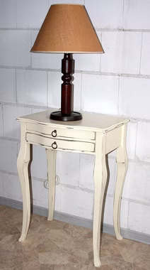 Massivholz Nachtkonsole 57x80x40cm Barock Pappel massiv creme antik Vintage lackiert Casa de mobila Goslar