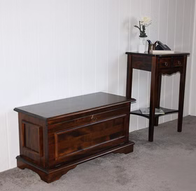 Massivholz Dielenkonsole mit Schubladen und Ablage 57x80x36cm DECOR Pappel massiv braun nussbaumfarben Casa de mobila Goslar