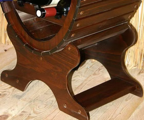 Weinregal 54x98x29cm DECOR Fichte nussbaumfarben lackiert detail holz fassregal Dunkelbraun kolonial rustikal casademobila