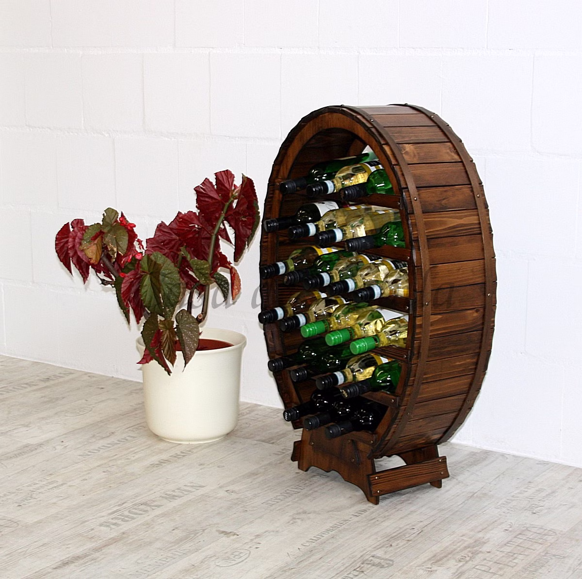 Flaschenhalter aus Vollholz Fichte Nussbaumfarbe Kolonialstil Flaschenhalter aus Vollholz Nussbaumfarbe Kolonialstil
